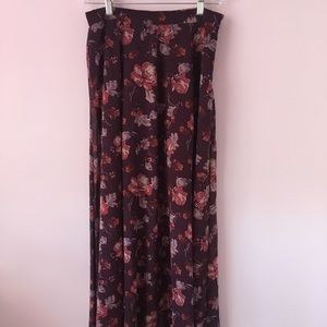 flowy floral maroon wine maxi skirt